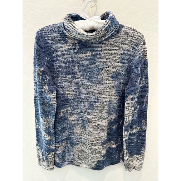 NIC + ZOË | Shadow Mix Blue Gray Floral Soft Cozy Turtleneck Sweater | Small - Picture 1 of 8